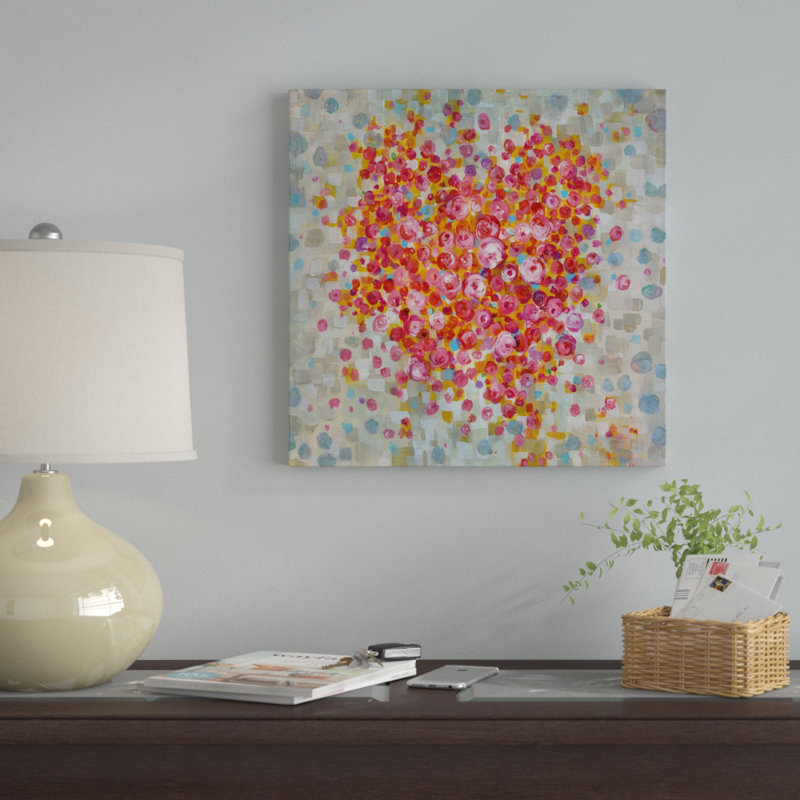 «Circle of Hearts», reproduction de peinture acrylique sur toile, H 18 po x l 18 po x P 1 po, Toile tendue