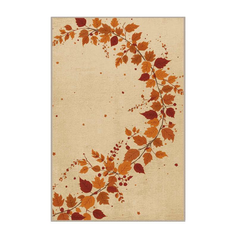 Machine Washable Ritner Halloween Modern & Contemporary Abstract Rug in Brown – Beige Binding, 2x3
