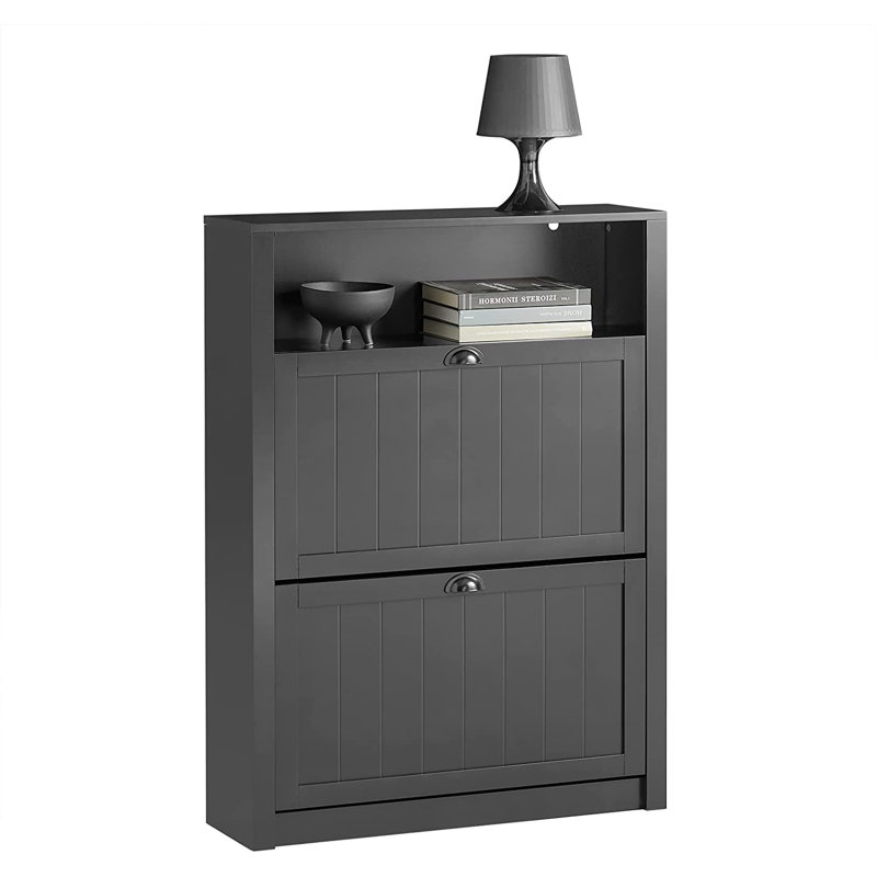 14 Pair Flip Down Shoe Storage, Black, 110cm H x 80cm W x 24cm D