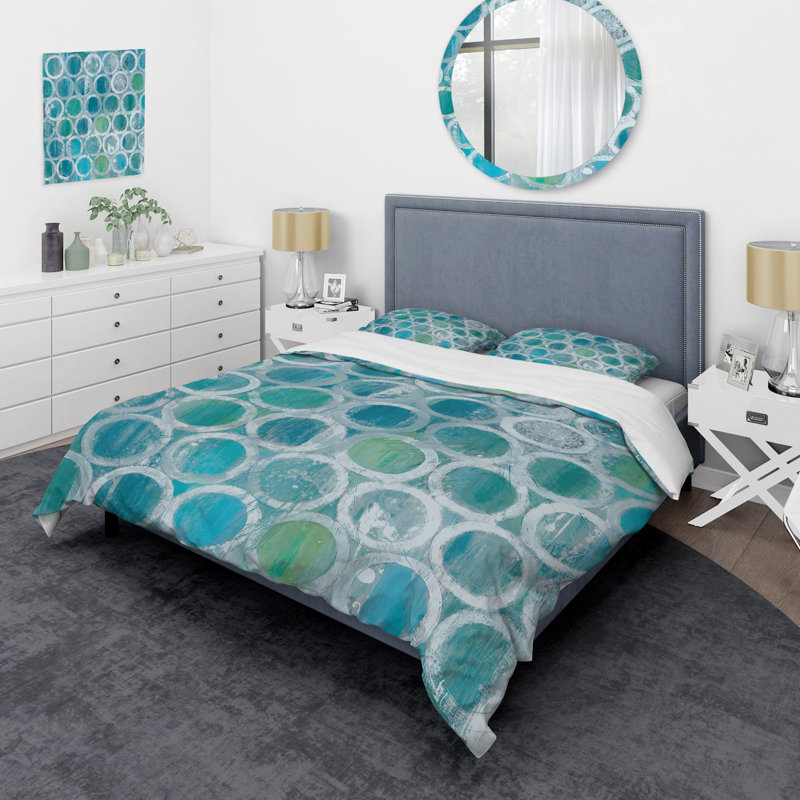Natural Blue Circle - Ensemble de housse de couette moderne et contemporain - Microfibre de polyester