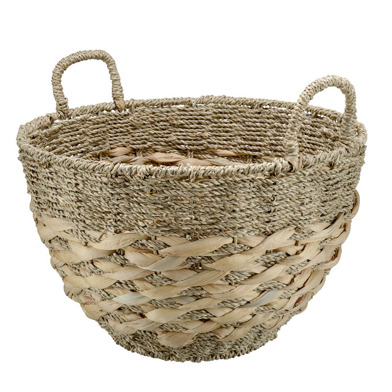 Panier de rangement portatif en osier tissé à la main avec poignées