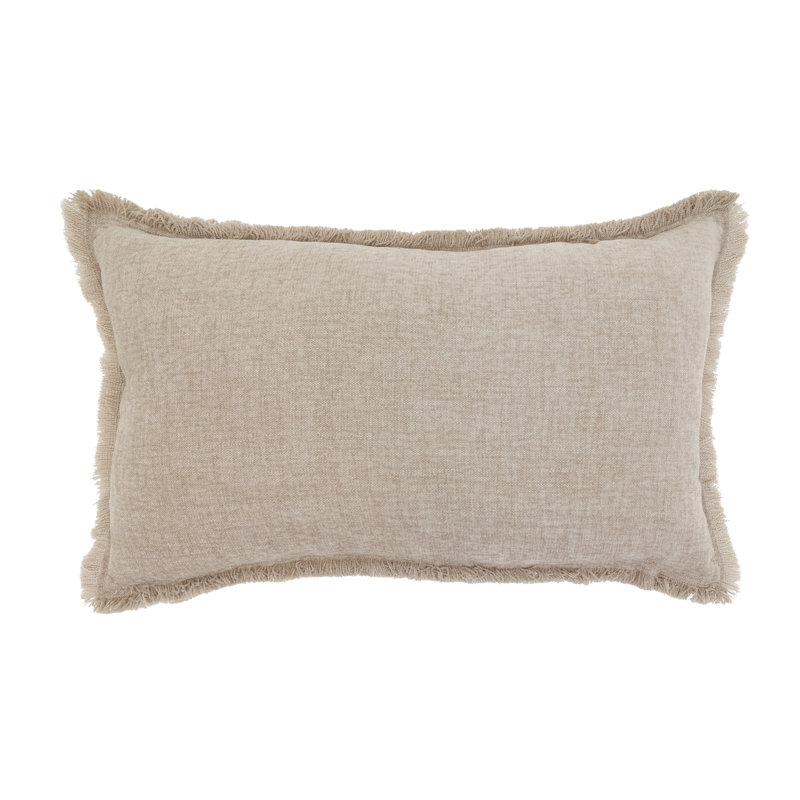Coussin décoratif Fringe Edge, Tanné, 12 po x 20 po, polyester