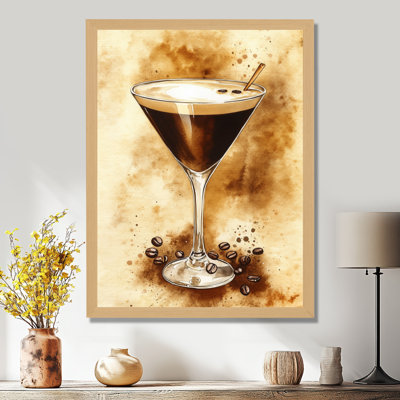 Espresso Martini Hour - Brown Bar Picture Framed Wall Art