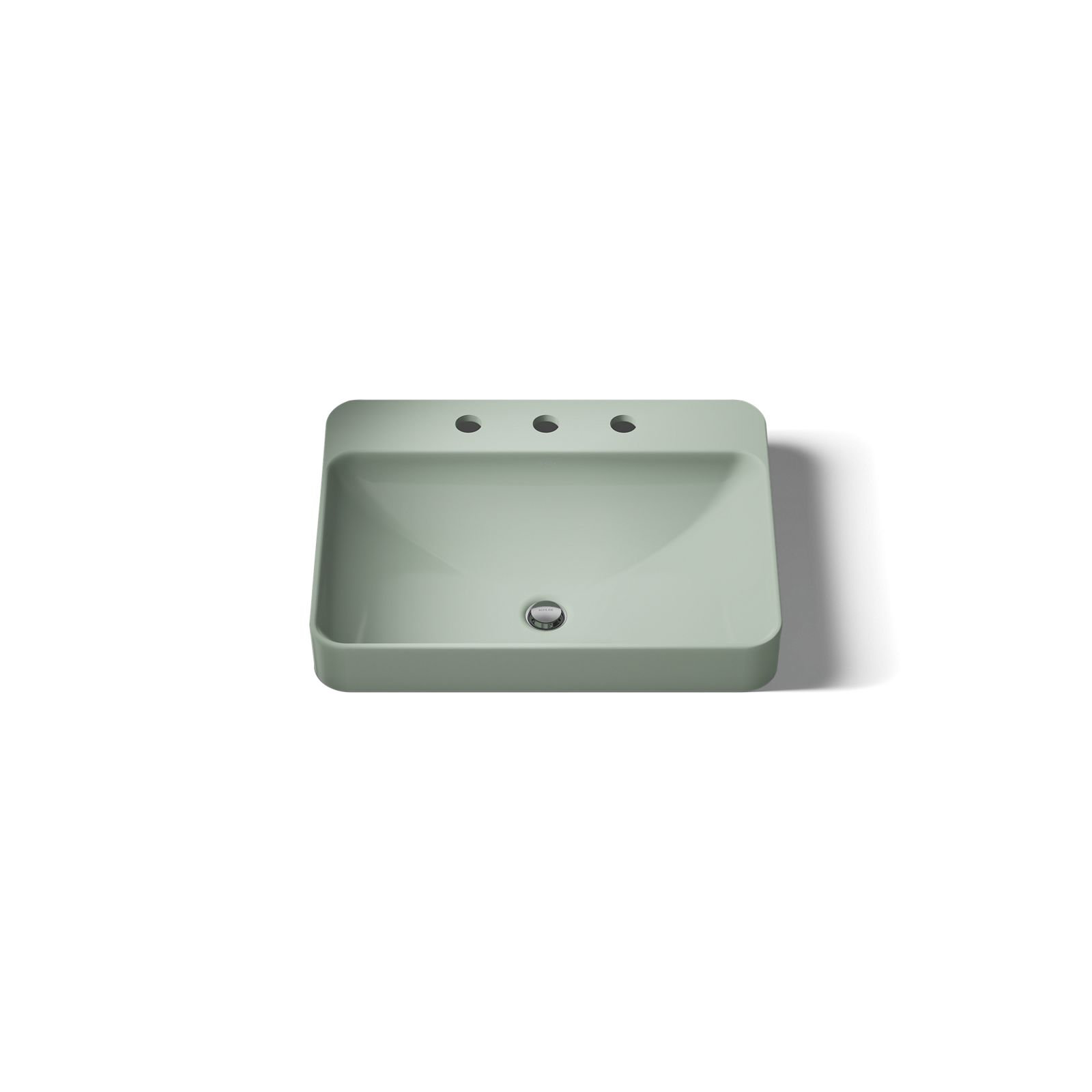 Vox Vitreous China Rectangular Vessel Bathroom Sink with Overflow, Light Green, 3