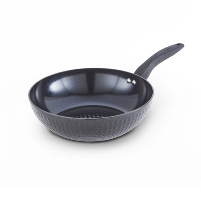 Tower T900134 Diamo Wok with Black Diamond Ceramic Non-Stick Coating and Softtex Handle, Aluminium, 28cm, Black