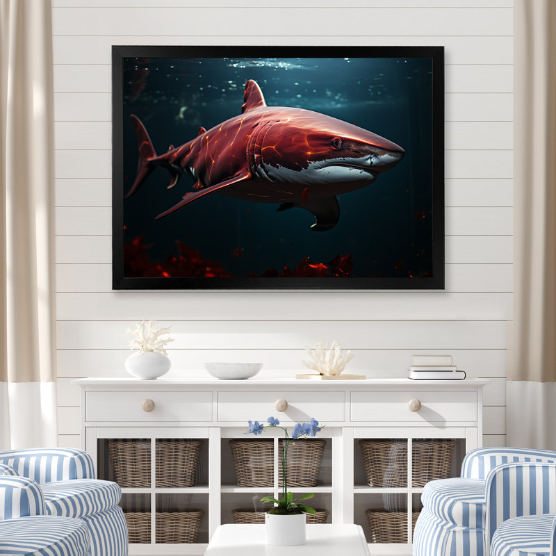 " Oceans Red Ghost Shark Photography ", Black Single Picture Framed, 12" H x 20" W x 1" D