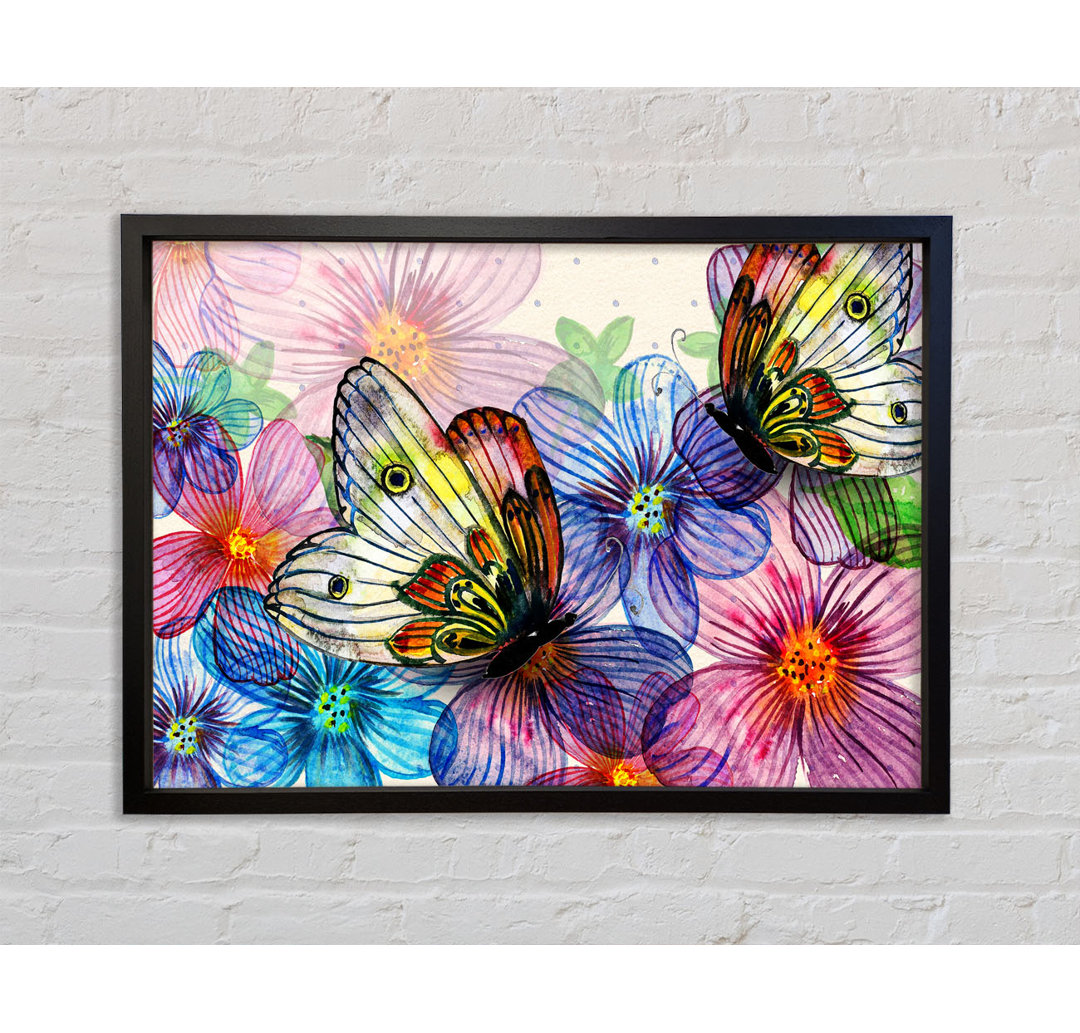 Butterfly Petal Madness - Einzelner Bilderrahmen Kunstdrucke auf Leinwand