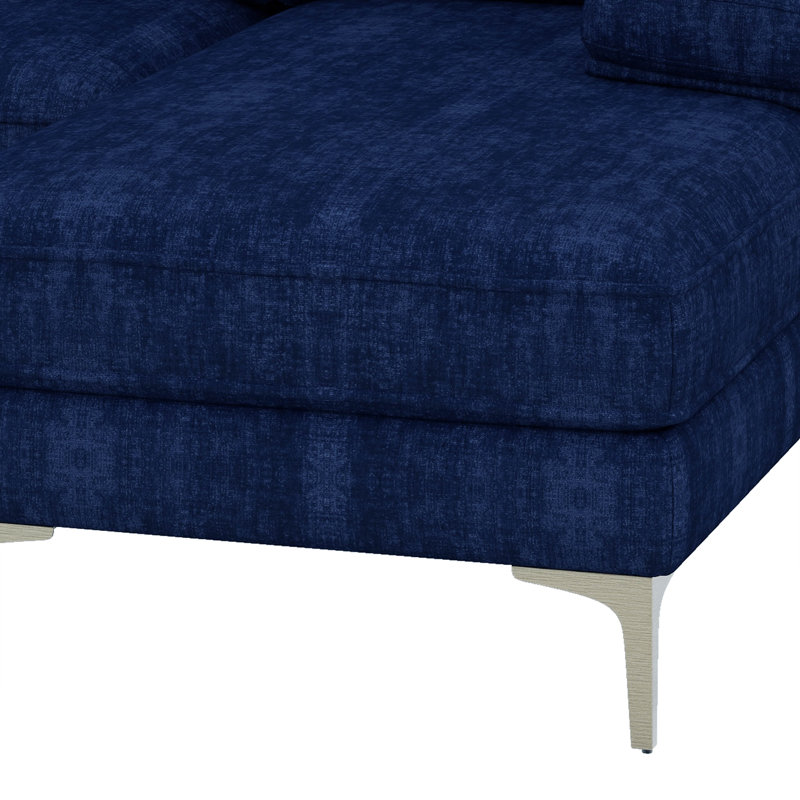 Canapés modulaires modernes en L en velours, Bleu