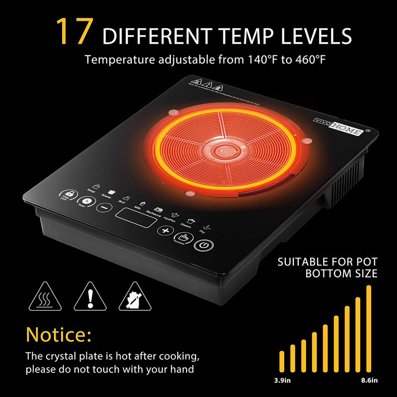 120V 1800W Electric Portable Induction Cooktop with 8 Preset Buttons