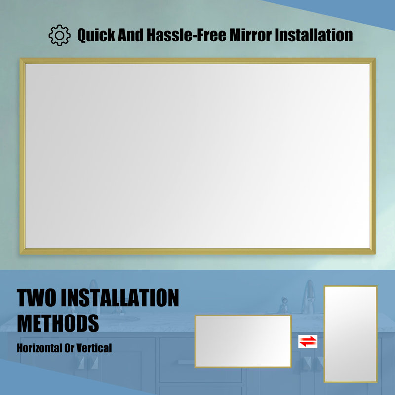 Miroir mural en aluminium brossé, 48 po x 84 po