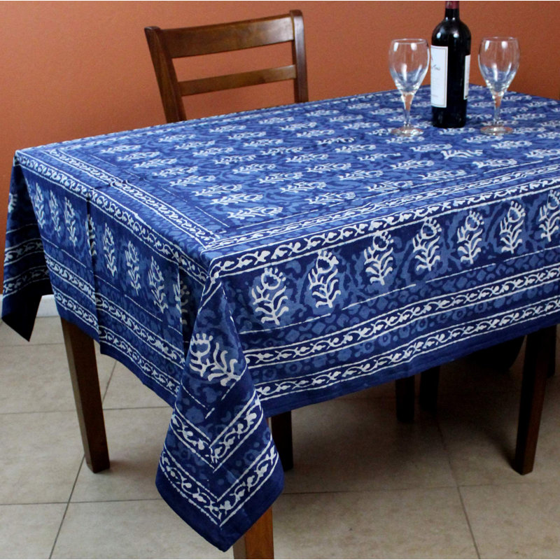 Alvaretta Block Print Floral & Geometric Tablecloth , 102' L x 70'W