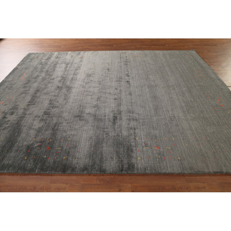 Tapis oriental gris foncé et vert Gabbeh 8 x 10