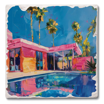 Pink Coastal Home Single Tumbled Tile Coaster Create Your Own Collection