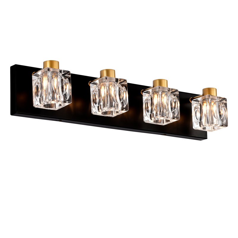 Luminaire de salle de bain moderne 4 lumières en cristal noir