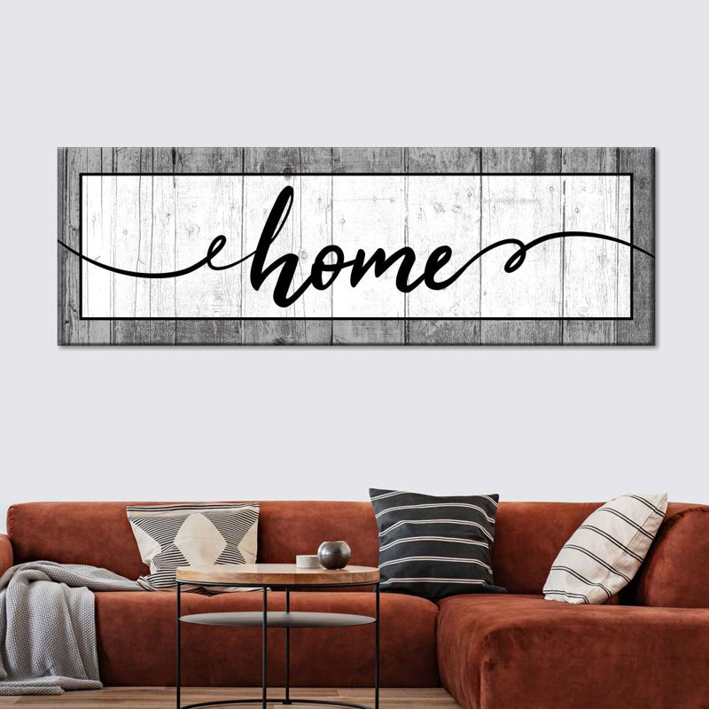 " Wooden Home Typography " by Faithinart, 16" H x 48" W x 1.25" D