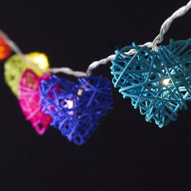Marchmont LED Wicker Hearts String Light, 10 Lamps - 5 Metre Long