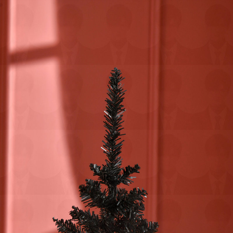 Arbre à crayons artificiel avec base blanche, H 4,91 pi, Noir