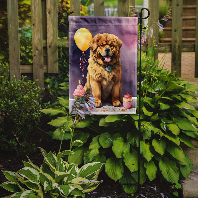 Drapeau de jardin «Happy Birthday», Dogue du Tibet