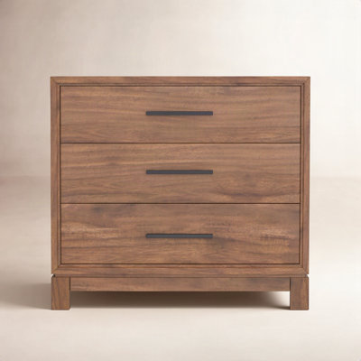Wrightia 36" W 3-Drawer Solid and Manufactured Wood Dresser with Felt-Lined Drawers