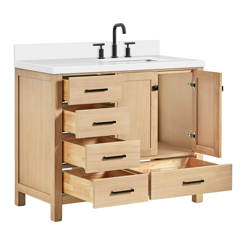 Ensemble de meuble-lavabo simple 43 po Cambridge, Right, Forme rectangulaire, Chêne