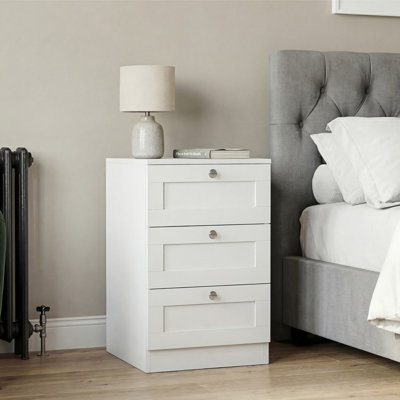 Tasneem 3 Drawer Bedside Table Compact Nightstand Storage Cabinet Modern Bedroom Side Table
