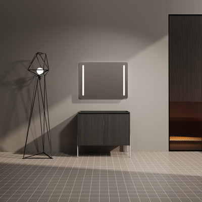 Meuble-lavabo autoportant 36 po et 2 portes d'armoire à fermeture en douceur (emballage KD) - sans le lavabo