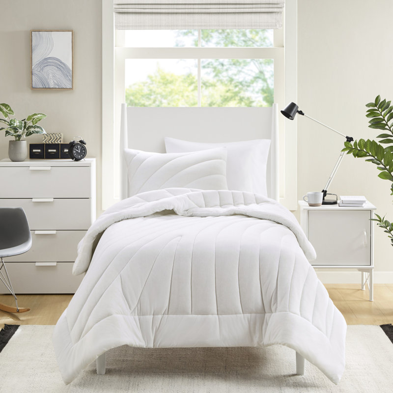 Édredon blanc 3 pièces très grand / très grand - rembourrage 350G / m², lavable à la machine, textile