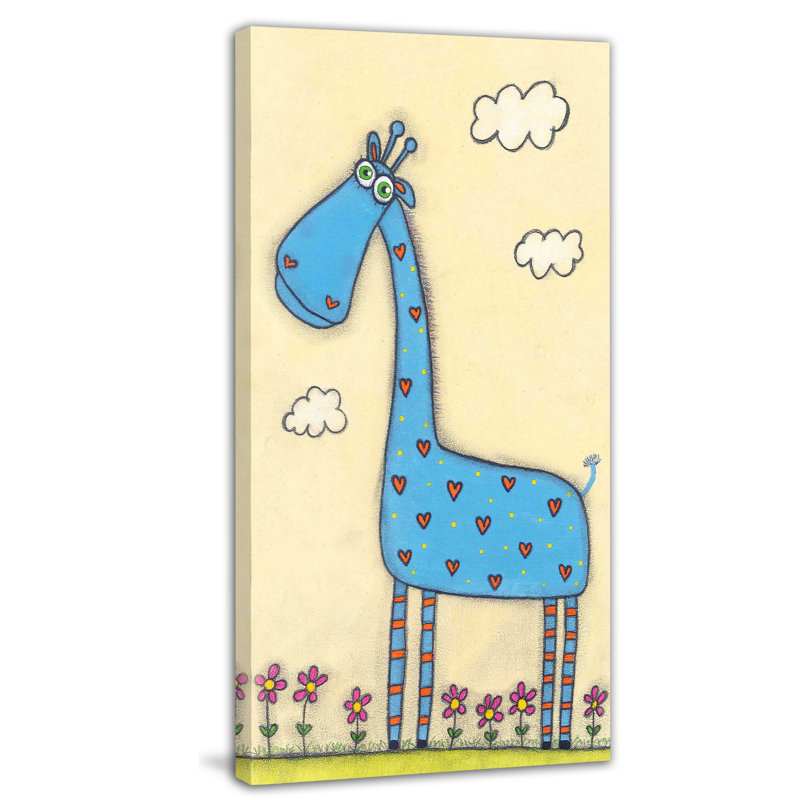 «Blue Giraffe», reproduction sur toile tendue, H 24 po x l 12 po