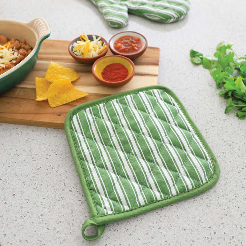 Better Houseware Striped Cotton Potholder, Green