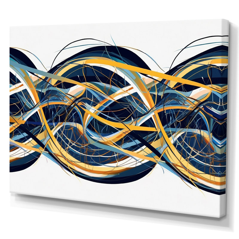 Helix expression abstraite jaune et bleu, H 12 po x l 20 po x P 1 po, Toile tendue