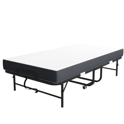 3.7" Memory Foam Mattress Twin Folding Bed - Portable For Anywhere, Metal Frame, 75" X 38 With Gel Extra Guests,