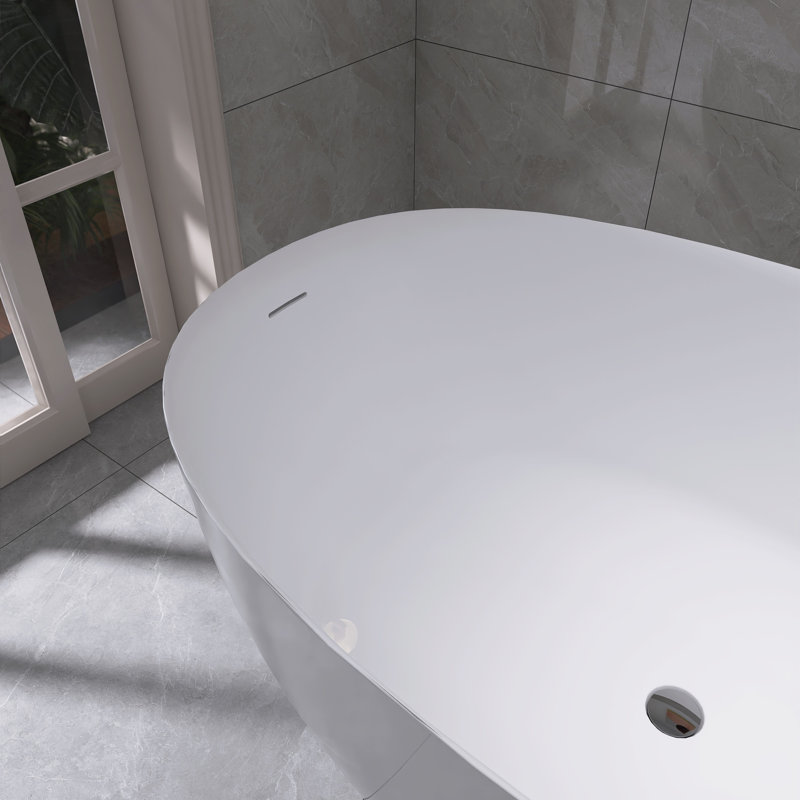 67 po X 35 po Baignoire de trempage autoportante à surface solide en blanc brillant