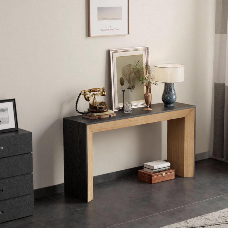 Table d'appoint 59,02 "pour le couloir du salon, Noir, Brun