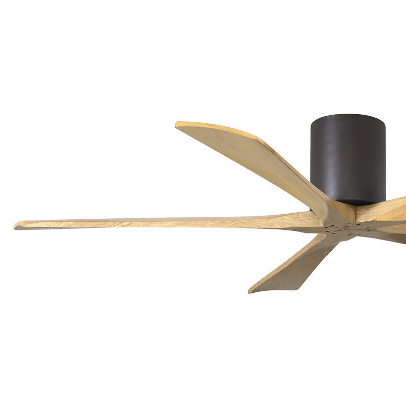 60" Irene 5-Blade Hugger Ceiling Fan with Wall Remote, Light Maple Tone, Textured Bronze/Light Maple Tone, 60"