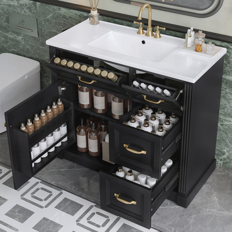 Meuble-lavabo 36 po avec lavabo, Noir