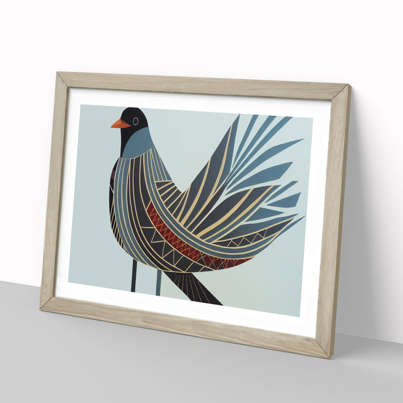 Victorious Bird Abstract - Framed Print, 46cm H x 64cm W x 2cm D, Oak