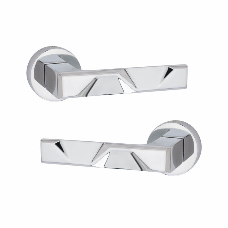 1 Set Modern Nova Design Premium Door Handles on Round Rose with 2.5" Latch and 1 Pair of Ball Bearing Hinges