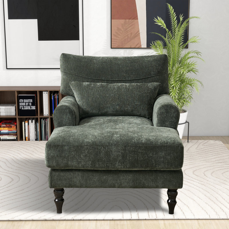 Chaise longue rembourrée L 51,55 po, Vert