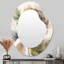 Lorsworth Blooming pivoine en tons de terre gris V - miroir mural de forme irrégulière pivoine, miroir décoratif asymétrique brun, impression sur métal