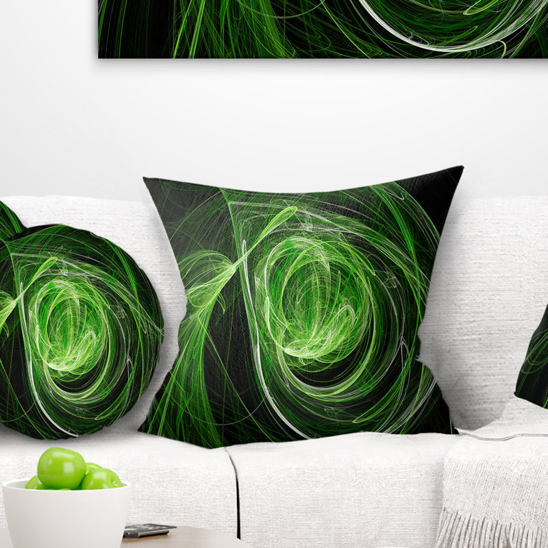 Coussin , 16 po x 1 po, Coussin décoratif, Vert / Noir