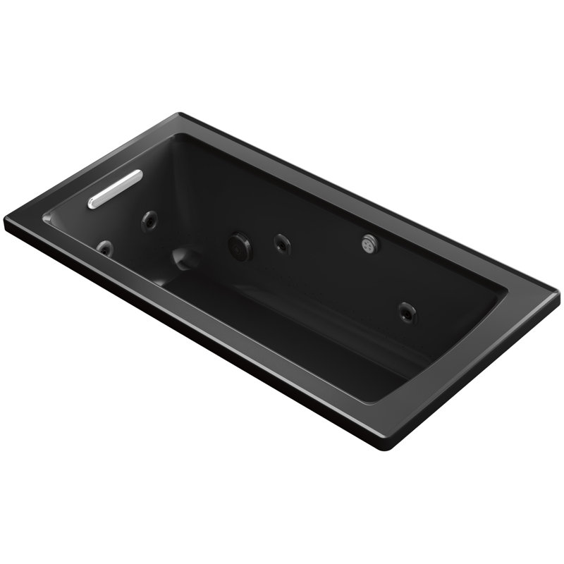 Archer Drop-in Whirlpool and BubbleMassage Air Bath, Noir
