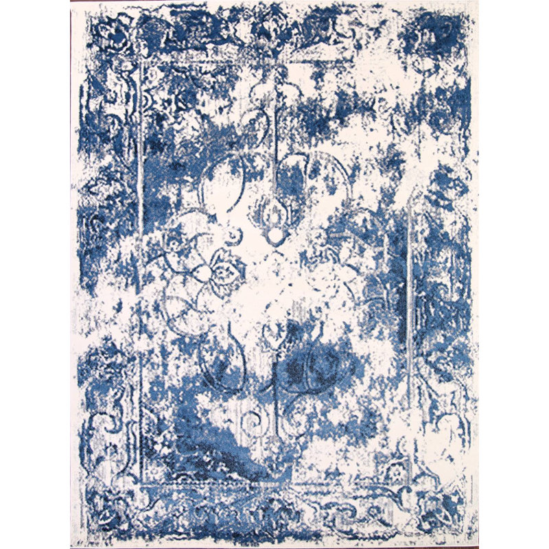 Tapis ivoire/bleu ciel Cummings, Rectangle 5 pi x 8 pi