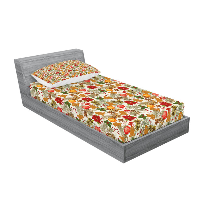 Multicolore drap-housse et coussin décoratif Ambesonne, Ensemble de draps pour lit simple + 3 pièces supp