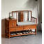 Banc de rangement pour chaussures néo-chinois en bois massif avec coussin