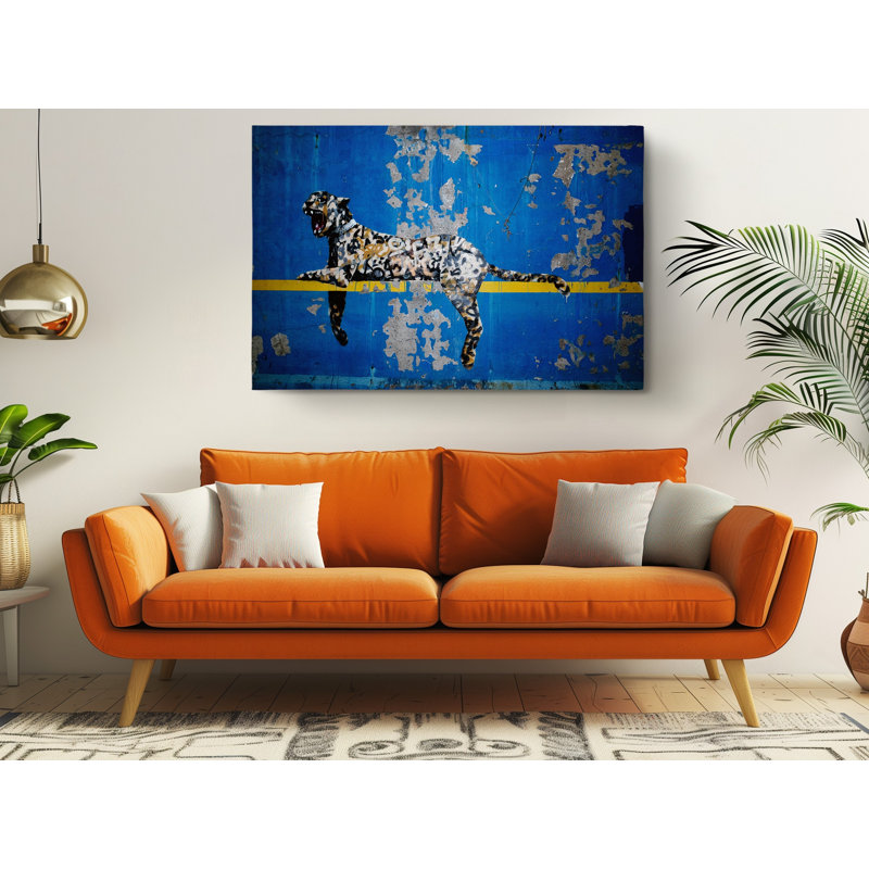 Impression sur toile Banksy Blue Leopard Graffiti, H 30 po x l 45 po