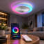 Modern Ceiling Fan with LED RGB Light, Flush Mount Fandelier with Remote App Voice Control-63856173
