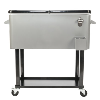 80 Qt. Outdoor Rolling Cooler Cart Storage Cabinet