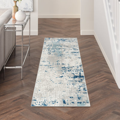 Durand Abstract Modern Machine Woven Area Rug in Beige/Gray