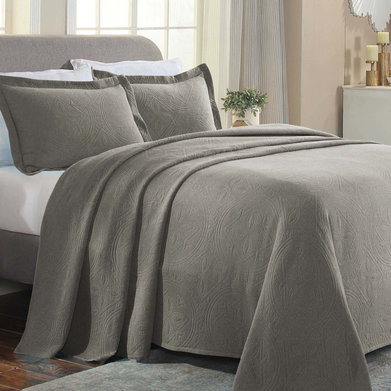 Ensemble de couvre-lit matelassé en jacquard matelassé 100% coton Écosse, Couvre-lit simple et 1 taie décorative