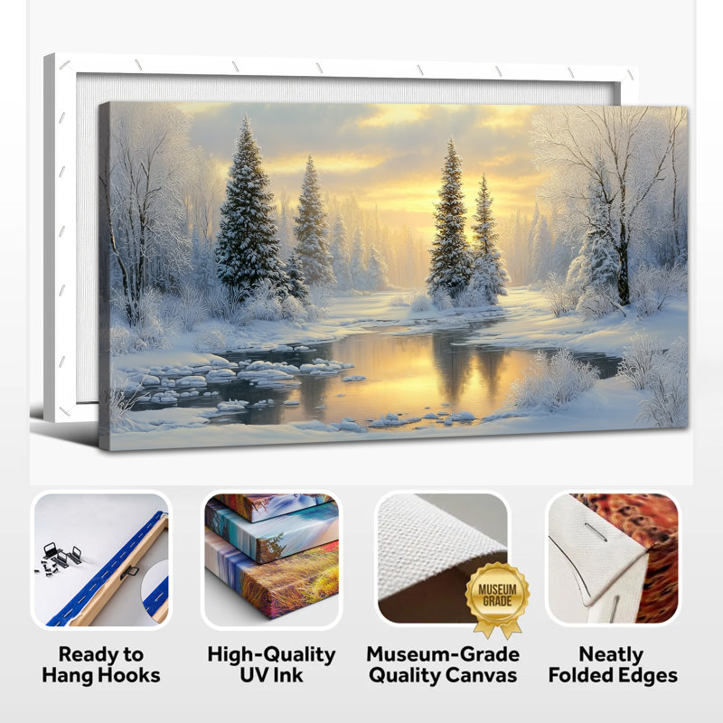 Grandes photos d'hiver - art mural sur toile scène d'hiver pour le salon, forêt d'hiver, peinture murale sur toile encadrée 30 po x 60 po